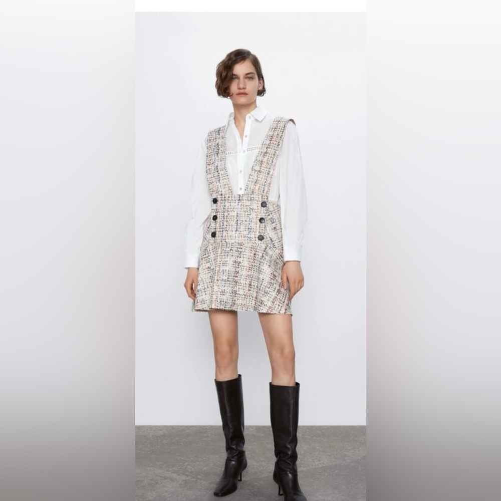 Zara Buttoned Print Overall Dress